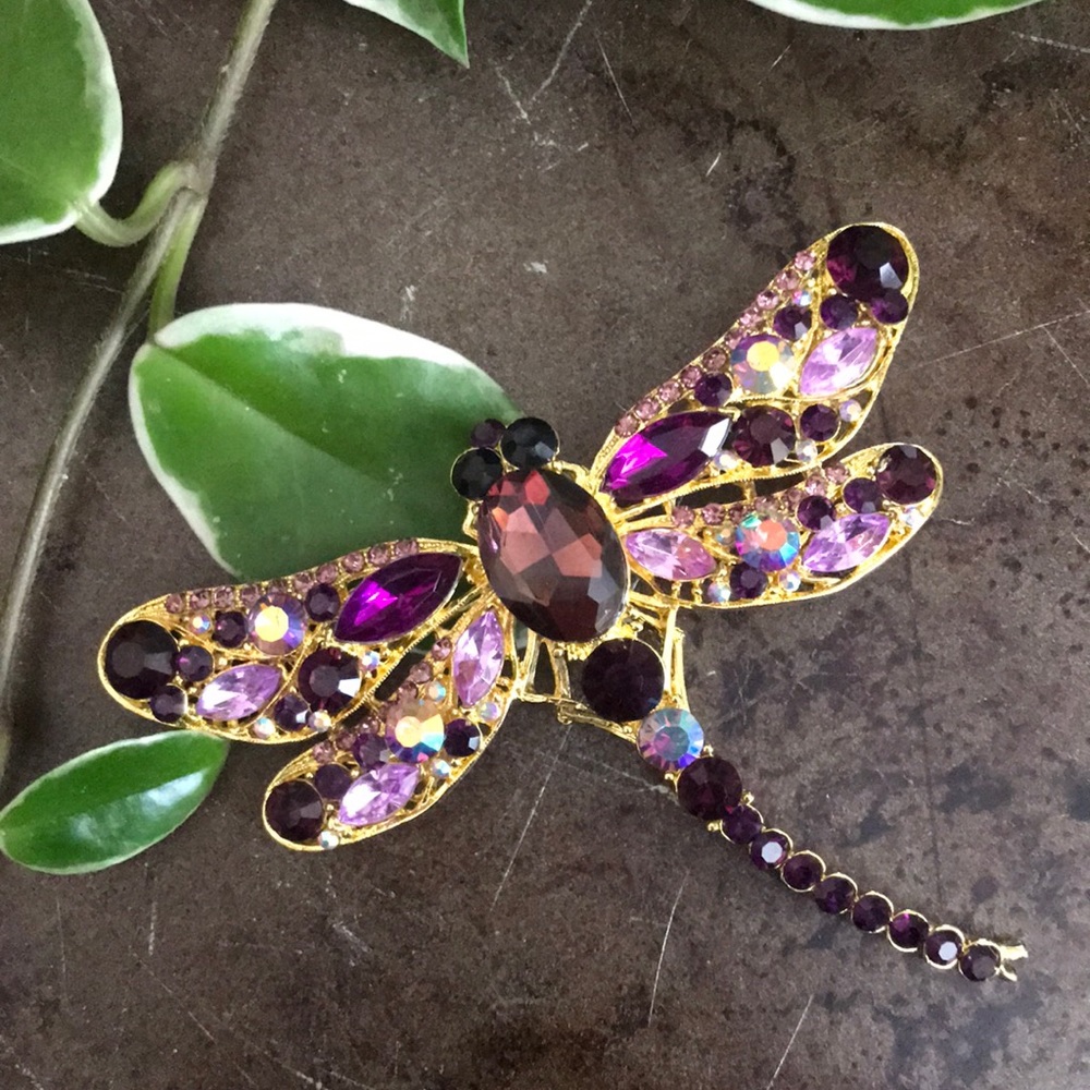 Crystal Embellished Dragonfly Brooch/Pendant NEW